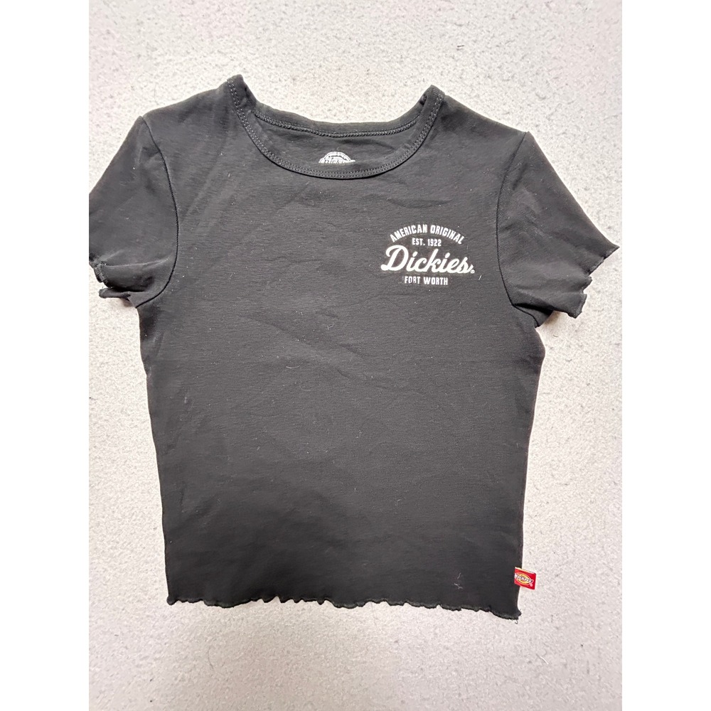 Dickies Baby Tee Cotton Spandex Black Graphic XS Womens